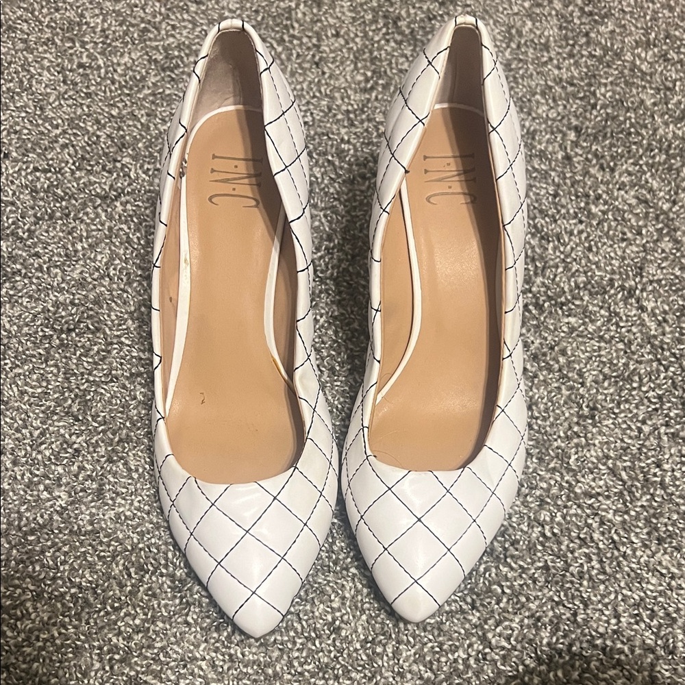 INC International Concepts White Checkered Heels